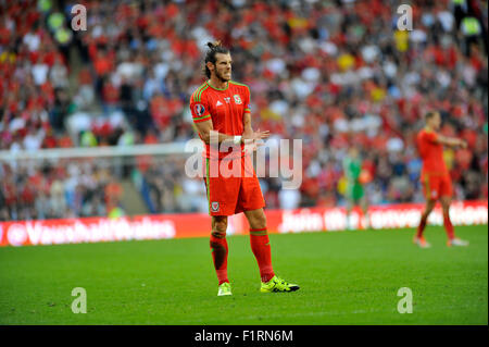 Cardiff, Wales, UK. 6 Septembre, 2015. Qualification Euro 2016 : Pays de Galles v Israël au Cardiff City Stadium. Gareth Bale de galles EDITORIAL UNIQUEMENT. Credit : Phil Rees/Alamy Live News Banque D'Images