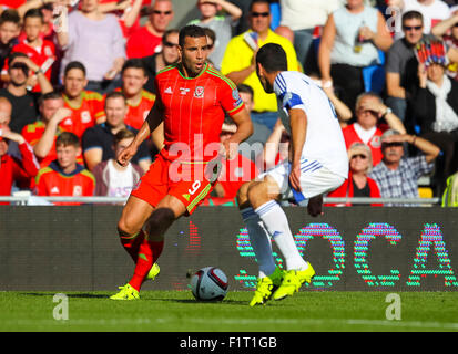 Cardiff, Pays de Galles. 06 Sep, 2015. Euro 2016 Qualifications. Le Pays de Galles contre Israël. Pays de Galles Hal Robson-Kanu sur l'attaque du Pays de Galles. Credit : Action Plus Sport/Alamy Live News Banque D'Images