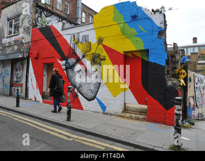 Street art/graffitti autour de l'East End de Londres, UK Banque D'Images