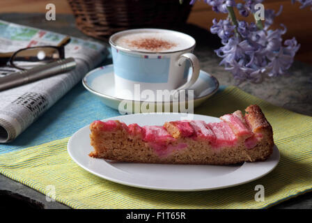 Gâteau d'épeautre et de rhubarbe Banque D'Images