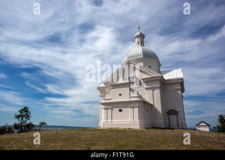 Chapelle Saint Sébastien sur la Montagne Sainte (Svaty Kopecek), Mikulov, région viticole, South Moravia, République Tchèque, Europe Banque D'Images