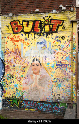 Bullit record store street art graffiti, centre-ville d'Eindhoven, aux Pays-Bas, la province de Brabant du Nord Banque D'Images