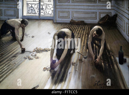 Les racleurs de sol les raboteurs de parquet (1875) Gustave Caillebotte.(1848-1894). Banque D'Images