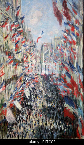 La rue Montorgueil à Paris. Célébration du 30 juin 1878 par Claude Monet 1840-1926 Banque D'Images