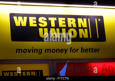 Markenname : 'Western Union', novembre 2013, Berlin. Banque D'Images