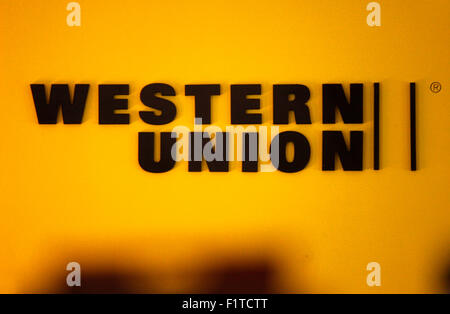 Markenname : 'Western Union', novembre 2013, Berlin. Banque D'Images