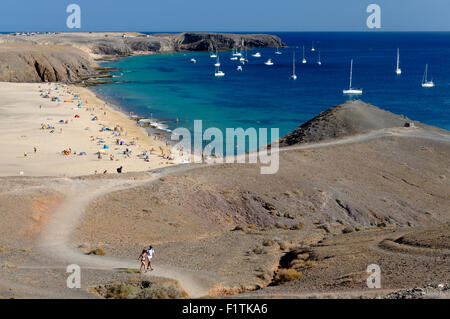 La plage de Playa Mujeres, Playa Blanca, Lanzarote, îles Canaries, Espagne. Banque D'Images