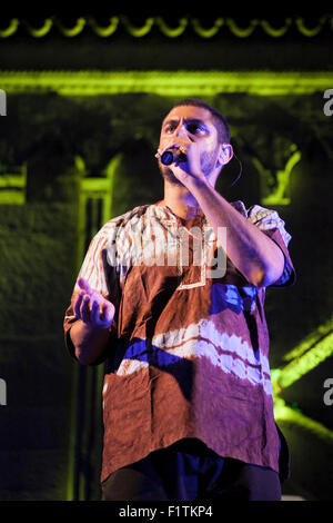 Criolo fonctionne à Dromos Festival à Mogoro, Sardaigne, 1er août 2015 Banque D'Images