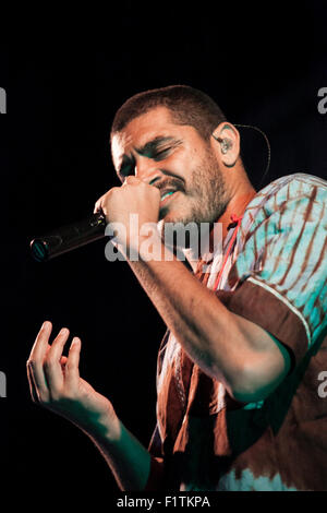 Criolo fonctionne à Dromos Festival à Mogoro, Sardaigne, 1er août 2015 Banque D'Images