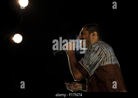 Criolo fonctionne à Dromos Festival à Mogoro, Sardaigne, 1er août 2015 Banque D'Images