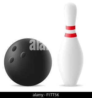 Boule de bowling et quille vector illustration isolé sur fond blanc Illustration de Vecteur