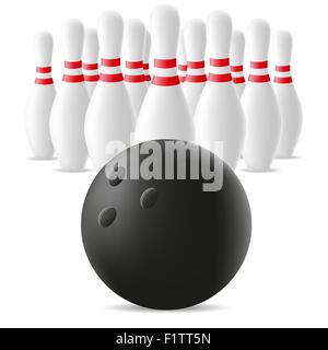 Boule de bowling et quille vector illustration isolé sur fond blanc Illustration de Vecteur