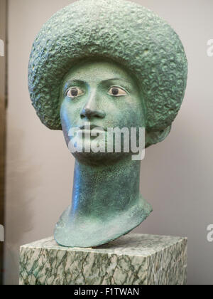 Afro romain en bronze. Musée d'Empuries. Copie d'un portrait féminin en bronze découvert dans Empuries Banque D'Images