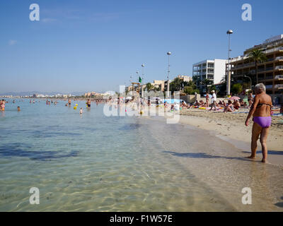 La plage d'El Arenal, Majorque, Îles Baléares, Espagne Banque D'Images