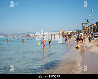 La plage d'El Arenal, Majorque, Îles Baléares, Espagne Banque D'Images