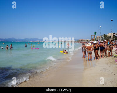 La plage d'El Arenal, Majorque, Îles Baléares, Espagne Banque D'Images