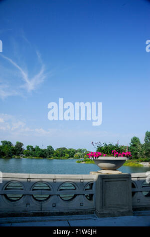 Le lagon est à Humboldt Park, Chicago, Illinois. Banque D'Images