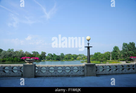 Le lagon est à Humboldt Park, Chicago, Illinois. Banque D'Images