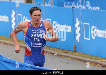 Edmonton, Canada. 7 Septembre, 2015. Raoul Shaw (FRA) prend part à l'UIT WTS Edmonton 2015 hommes d'élite. Série mondiale de triathlon ITU. Le 7 septembre 2015. Edmonton, Alberta, Canada. Credit : Anatoliy Cherkasov/Alamy Live News Banque D'Images