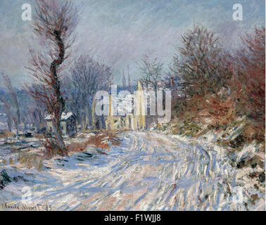 Claude Monet - route de Giverny en Hiver Banque D'Images