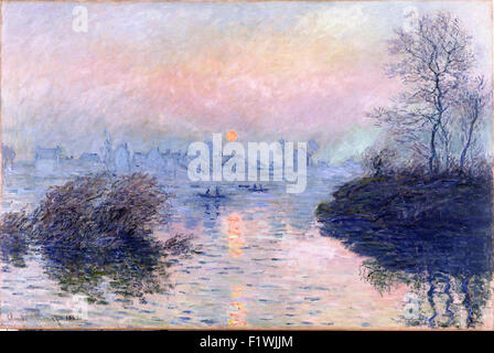 Claude Monet - Soleil couchant sur la seine à Lavacourt, Effet d'hiver [coucher de soleil sur la seine à Lavacourt, effet d'hiver] Banque D'Images