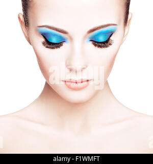 Belle femme visage. Maquillage parfait. Beauty fashion Banque D'Images