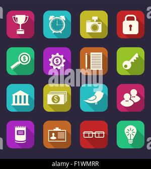 Définir les icônes de télévision, bureau d'affaires et financier, en style, wi Illustration de Vecteur