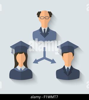 Télévision Les icônes de l'enseignant et ses élèves ont obtenu un diplôme de l'U Illustration de Vecteur