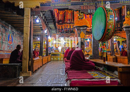 L'Inde Jammu Cachemire dans la prière des moines du Ladakh Banque D'Images