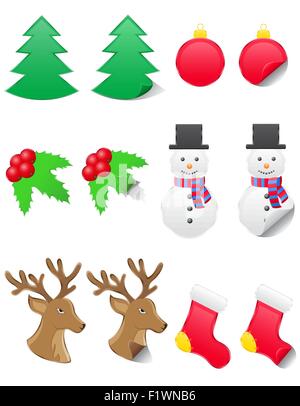 Les étiquettes des icônes pour Noël et nouvel an vector illustration isolé sur fond blanc Illustration de Vecteur