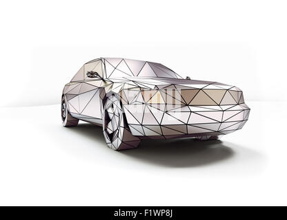 Chrome isolé-bas style poly voiture. Concept 3d Banque D'Images