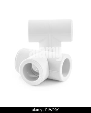 Plastical plombiers connecteurs sur white Banque D'Images