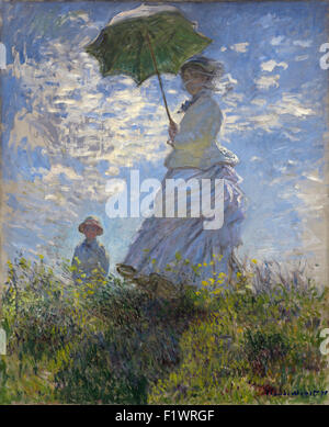 Claude Monet - Femme avec un parasol Madame Monet et son fils Banque D'Images