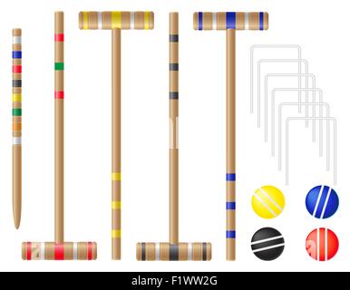 L'équipement de jeu de croquet vector illustration isolé sur fond blanc Illustration de Vecteur