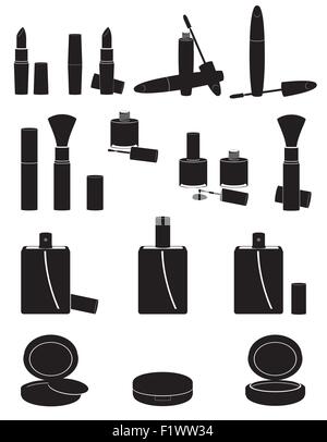 Icônes set cosmétique silhouette noire vector illustration isolé sur fond blanc Illustration de Vecteur