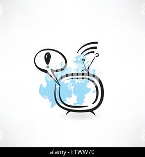 Plat icône grunge avertissement Illustration de Vecteur