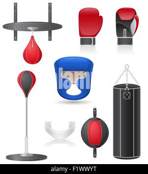 Icônes set d'équipement pour la boxe vector illustration isolé sur fond blanc Illustration de Vecteur