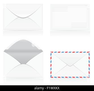 Ensemble d'enveloppes blanc vide vector illustration isolé sur fond Illustration de Vecteur