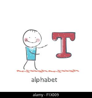 Homme debout avec une lettre de l'alphabet Illustration de Vecteur