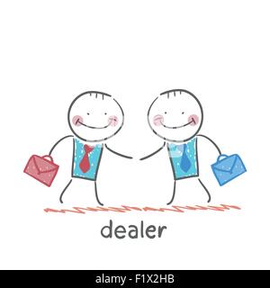 Dealer pense de devises, maison, voiture, argent Illustration de Vecteur