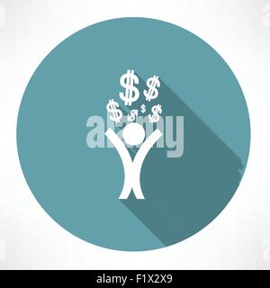 Homme heureux avec l'icône de l'argent. Télévision modern style vector illustration Illustration de Vecteur