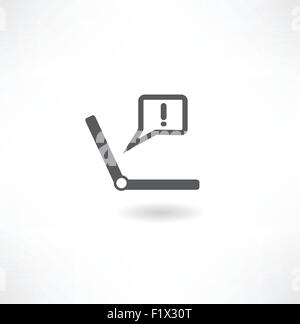 Vector illustration de l'ordinateur portable moderne avec point d'exclamation à l'écran Illustration de Vecteur