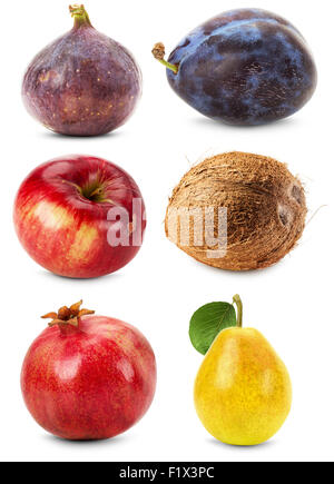 Collection de fruits isolé sur le fond blanc. Banque D'Images