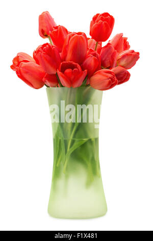 Bouquet de tulipes rouge isolé sur fond blanc. Banque D'Images