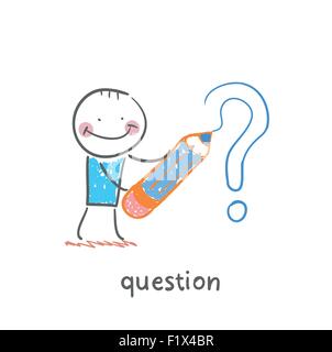 Question. Fun cartoon style illustration. La situation de la vie. Illustration de Vecteur