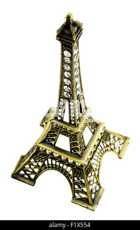 Miniature de la Tour Eiffel isolé sur le fond blanc. Banque D'Images