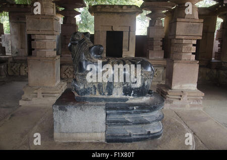 Nandi Bull, temple Ramappa, Warangal, Telangana, Inde Banque D'Images