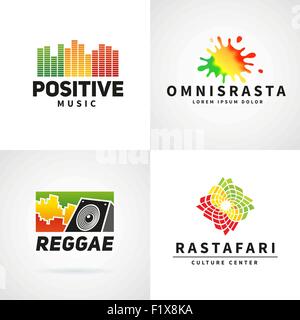 Ensemble de l'Afrique positive ephiopia flag logo design. La Jamaïque reggae musique danse modèle vectoriel. Le président entreprise concept coloré Illustration de Vecteur