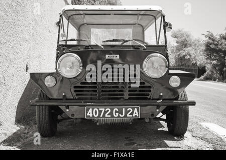 Ajaccio, France - le 7 juillet 2015 : Austin Mini Moke 1967, véhicule basé sur le Mini conçu pour la British Motor Corporation BMC Banque D'Images