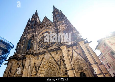 Façade de la cathédrale Saint-Guy de Prague, en République tchèque, en Europe Banque D'Images